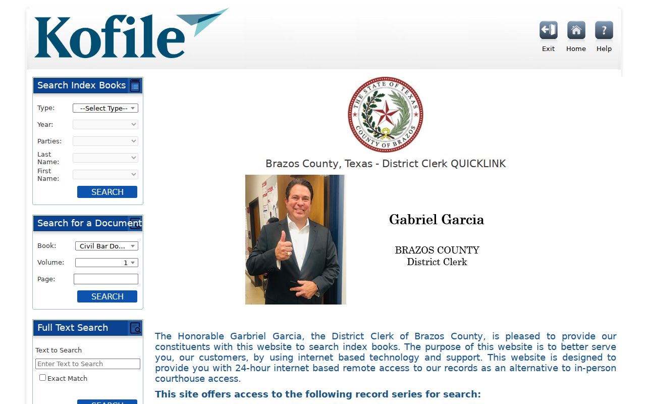 Brazos County criminal docket historical District Clerk index